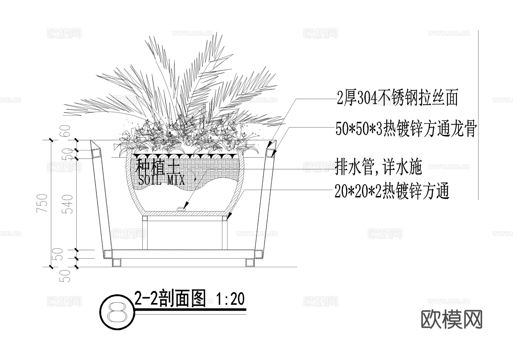 花箱 可移动花钵 CAD施工图cad施工图