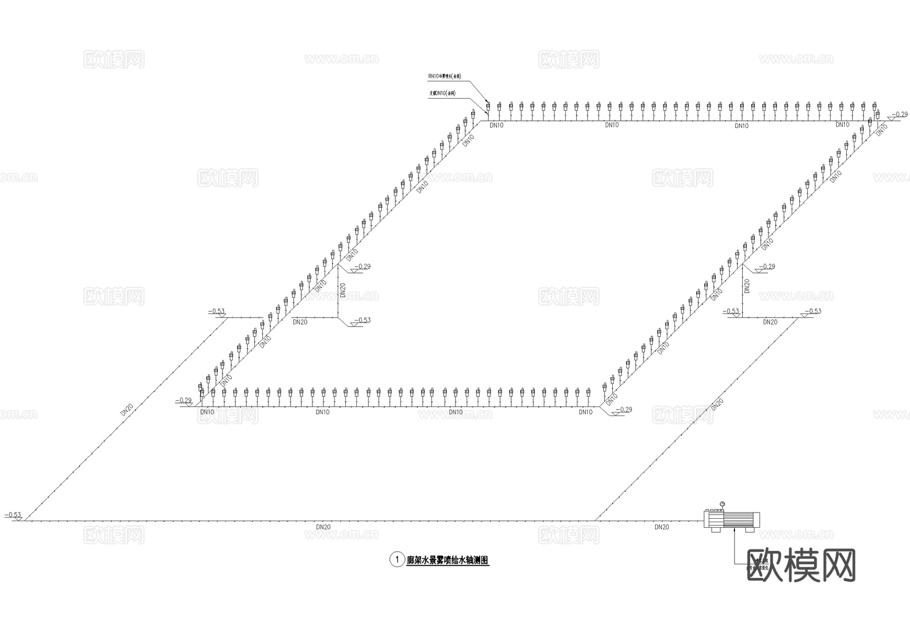景观给排水入口水景 喷泉 雾喷 镜面水景 CAD施工图cad施工图cad施工图