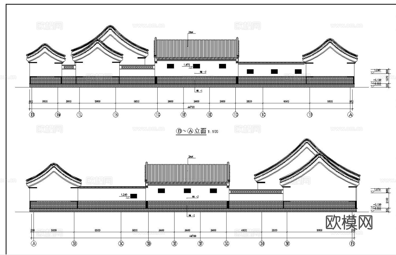 四合院自建房外观 最新全套施工图设计cad施工图