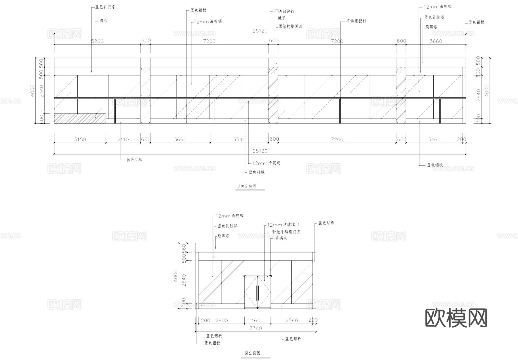 博奥健身房室内装饰CAD施工图集cad施工图