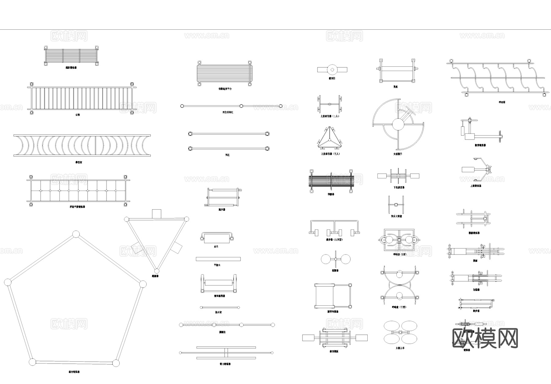 运动健身器材器械CAD图块图库cad施工图
