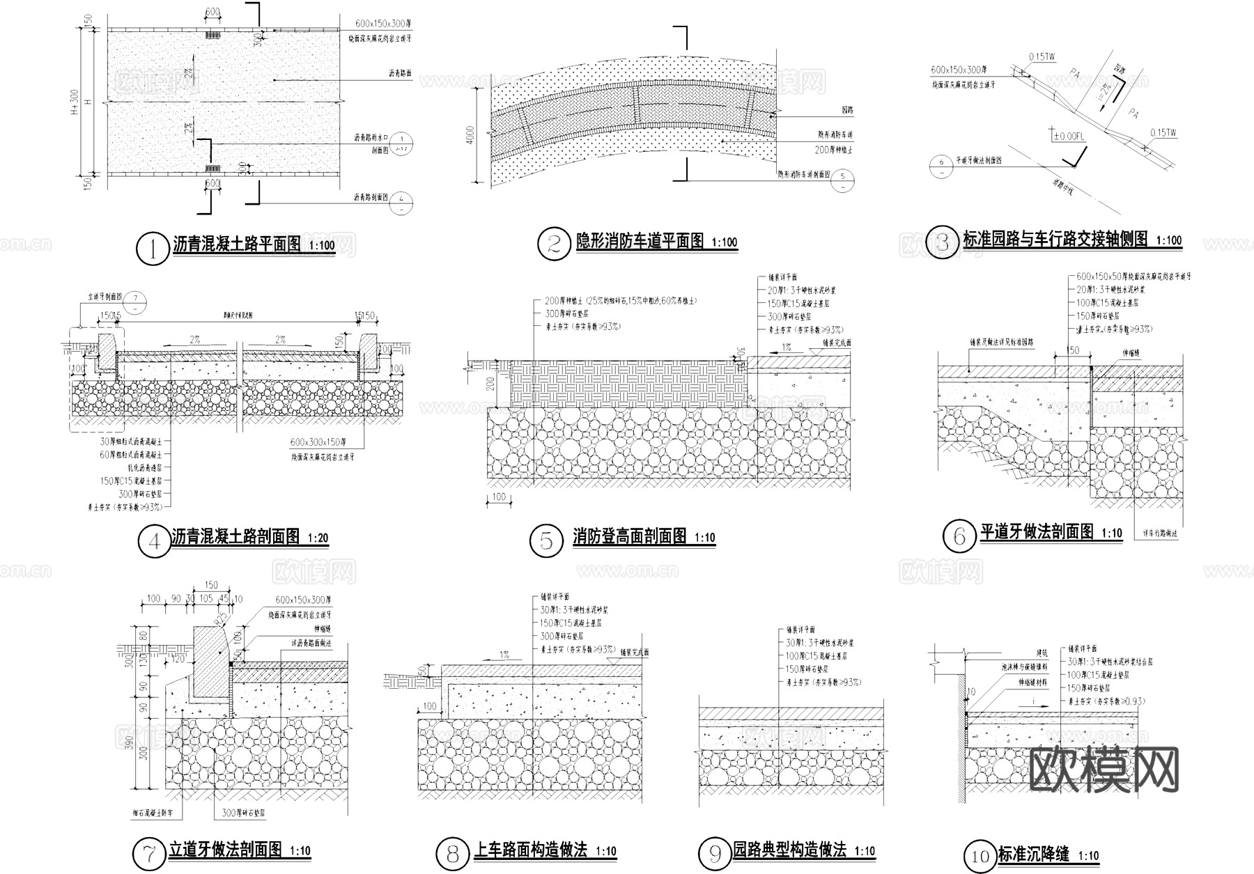 井盖节点 草地隐蔽式井盖 篦子 雨水口节点 混凝土路面铺装cad施工图
