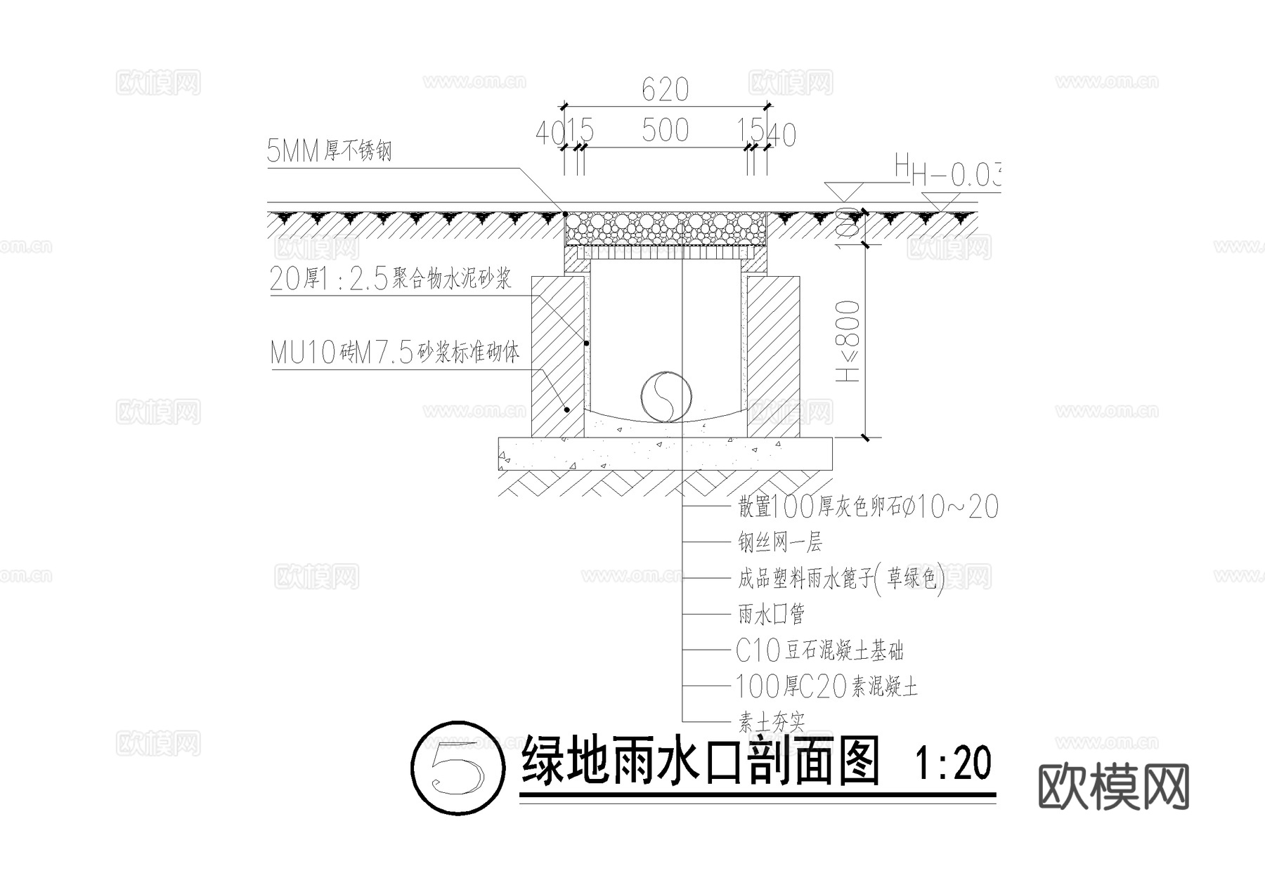 雨水口节点 硬质中雨水口 绿地雨水口 CAD施工图cad施工图