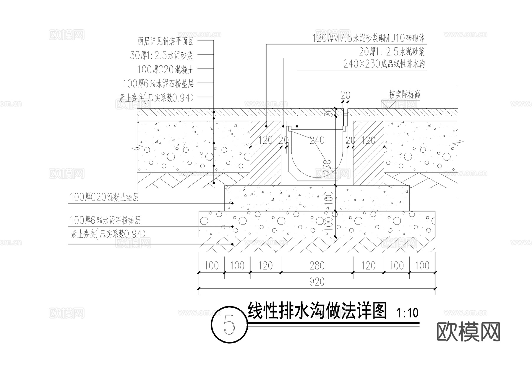 线性排水沟 铺装伸缩缝 铺装交接处理 盖板cad施工图