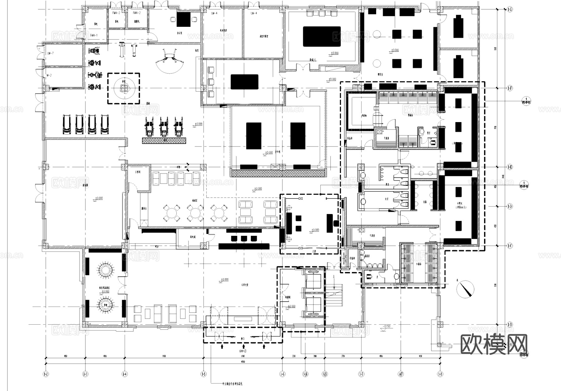 健身会所工装平面CADcad施工图