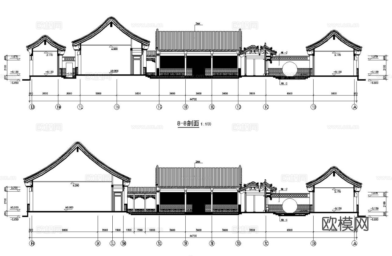 四合院自建房外观 最新全套施工图设计cad施工图