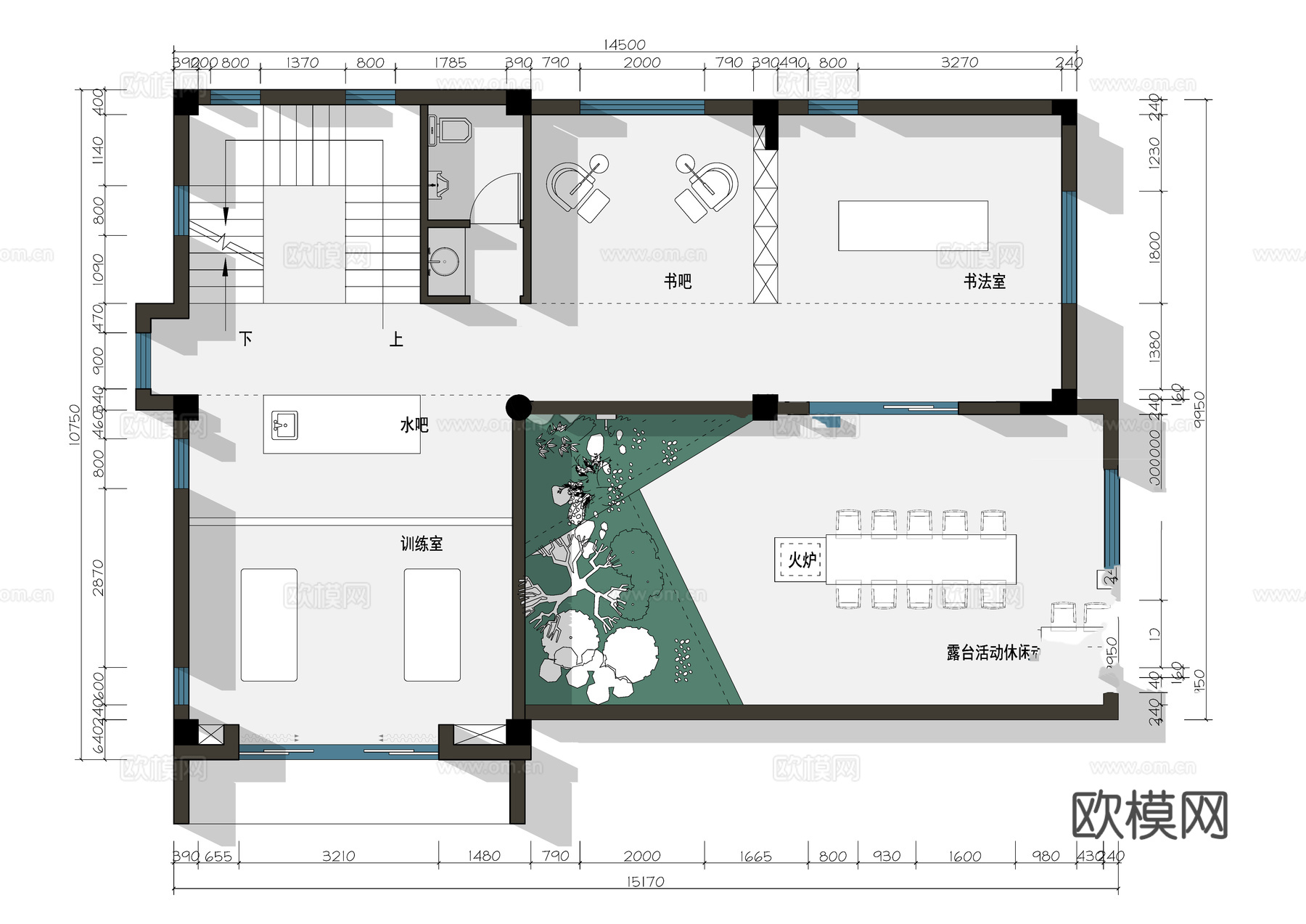 休闲娱乐民宿 最新平面施工图设计cad施工图