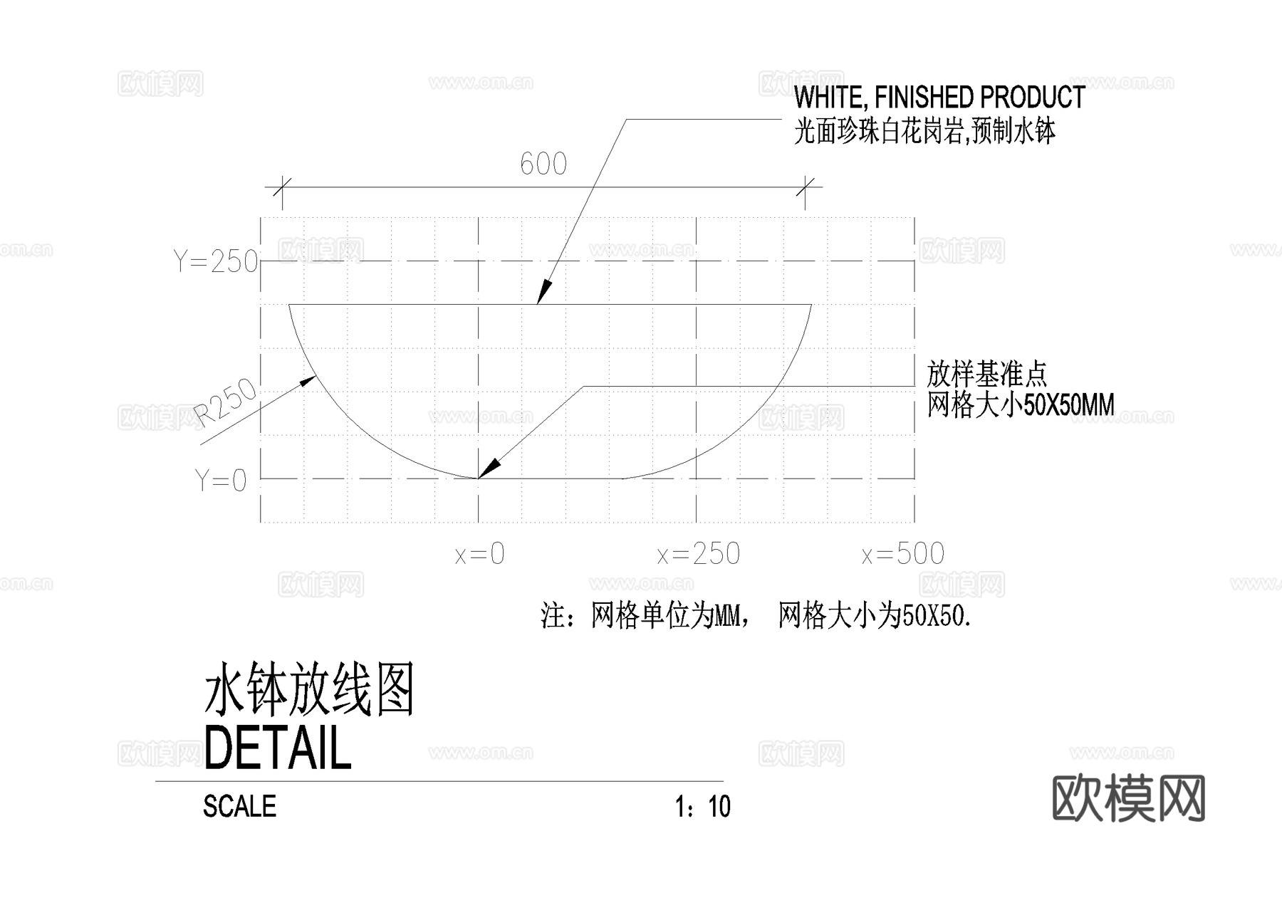 跌水水钵石钵景观水景CAD施工图cad施工图cad施工图