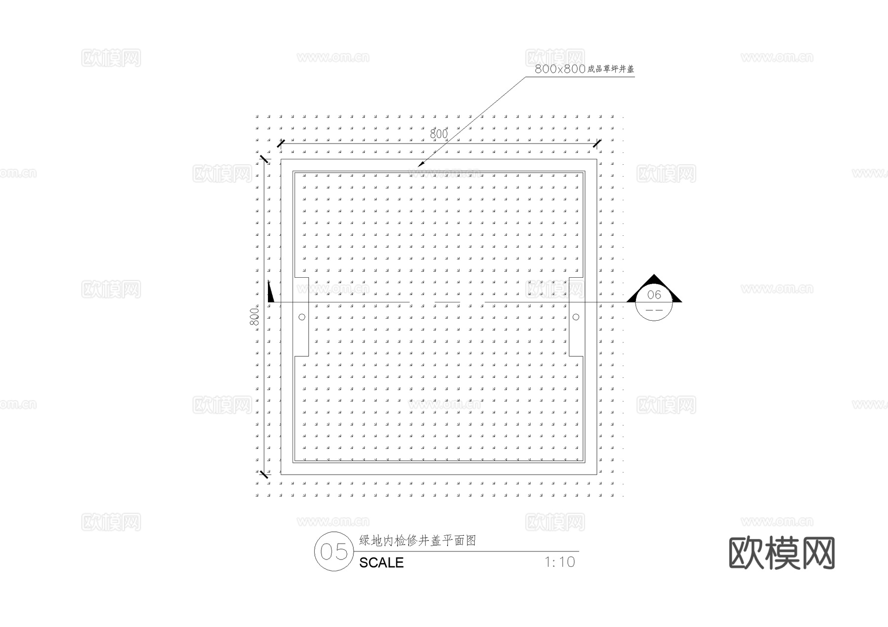 井盖节点 钢板井盖 草坪井盖 绿地内检修井 雨水收集口cad施工图