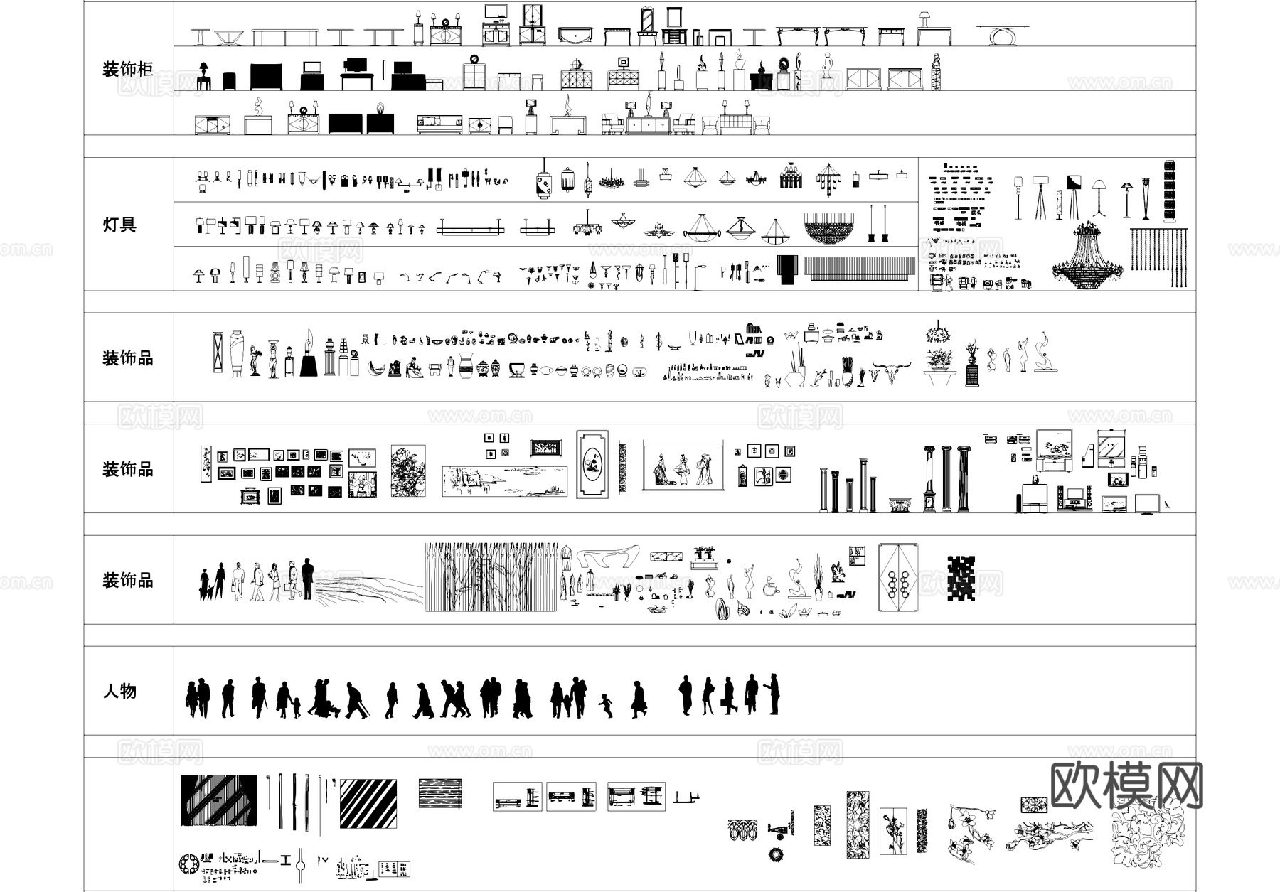 家装工装立面CAD图库cad施工图