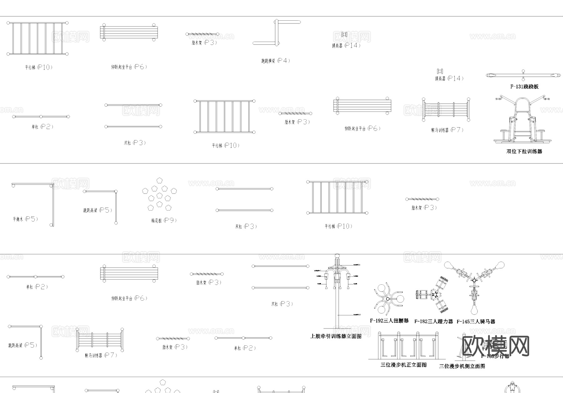 运动健身器材器械CAD图块图库cad施工图