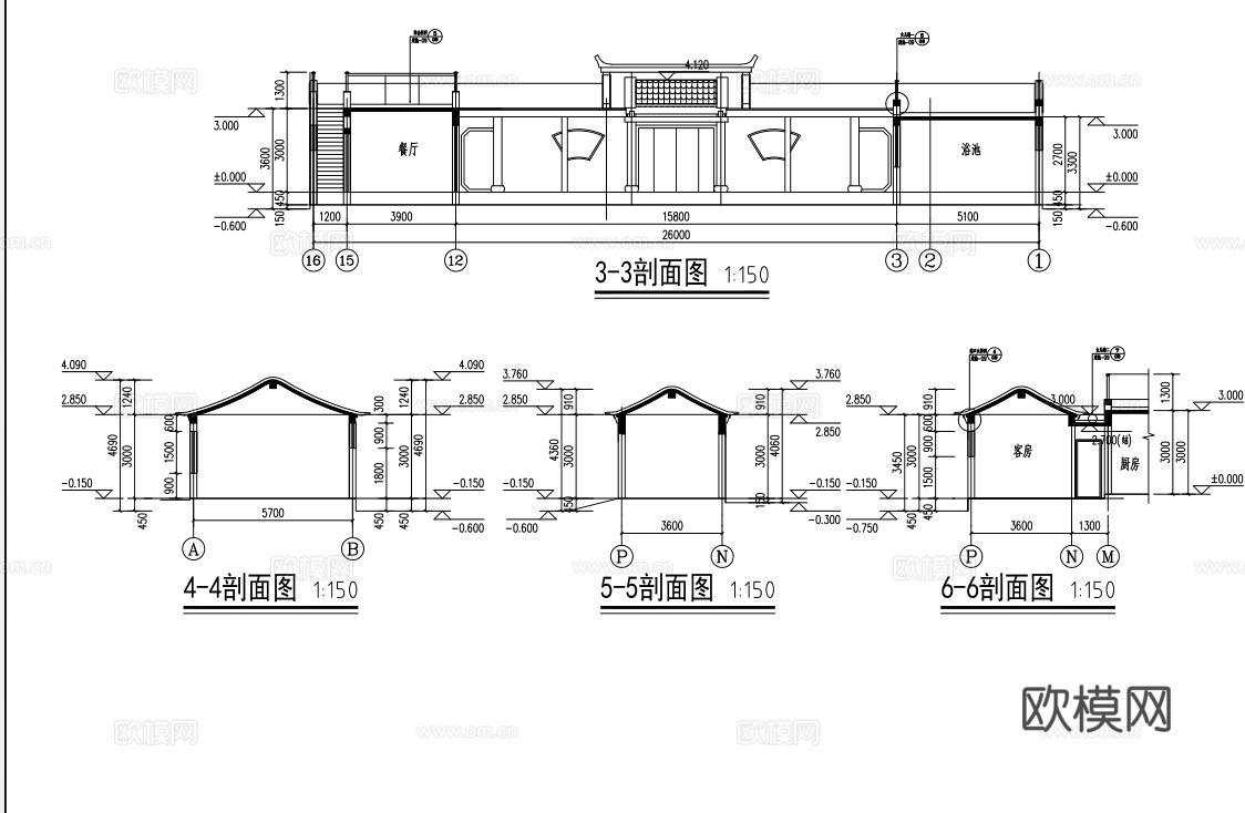 四合院自建房外观 最新全套施工图设计cad施工图