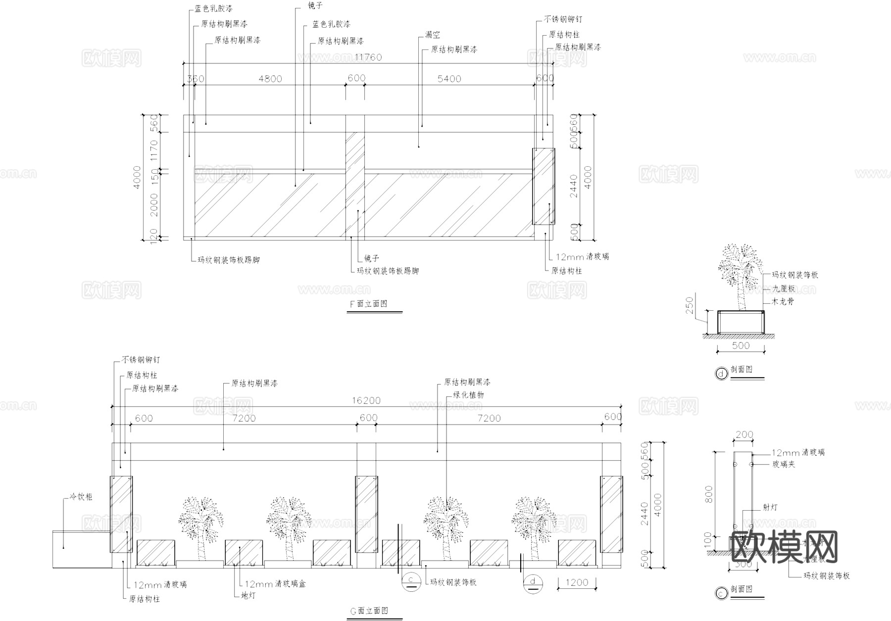 博奥健身房室内装饰CAD施工图集cad施工图