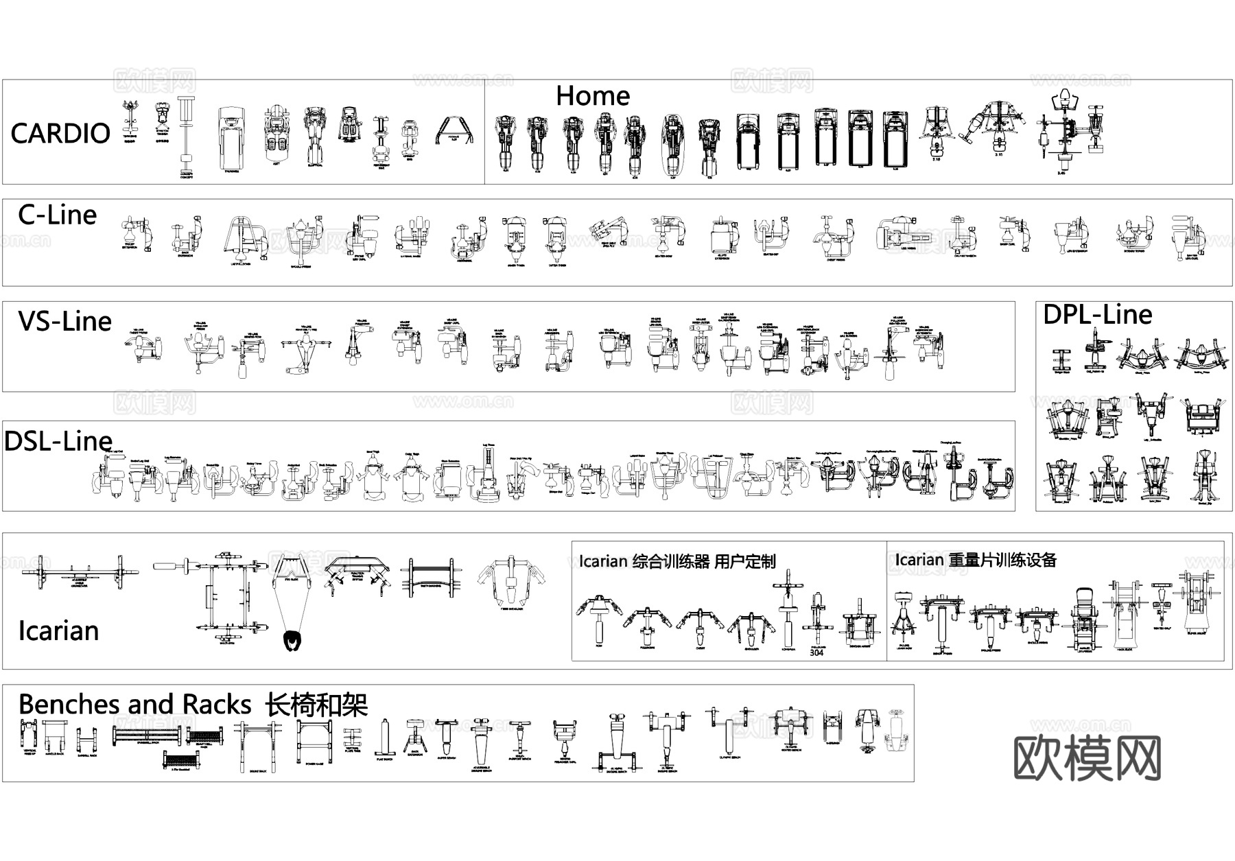 健身器材器械CAD图块图库cad施工图
