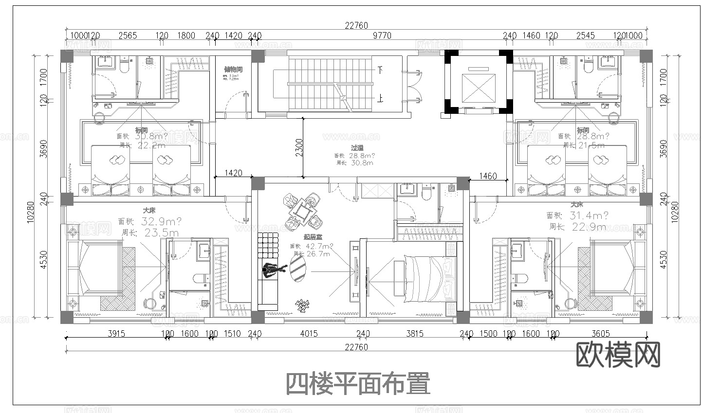 度假民宿 最新平面施工图设计cad施工图