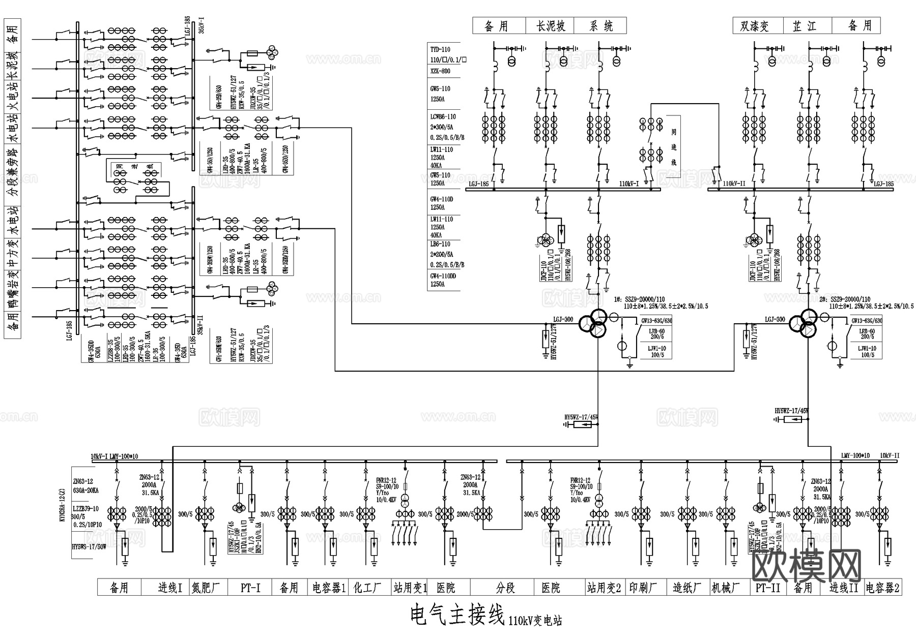 变电站 电气主接线图 系统图cad施工图
