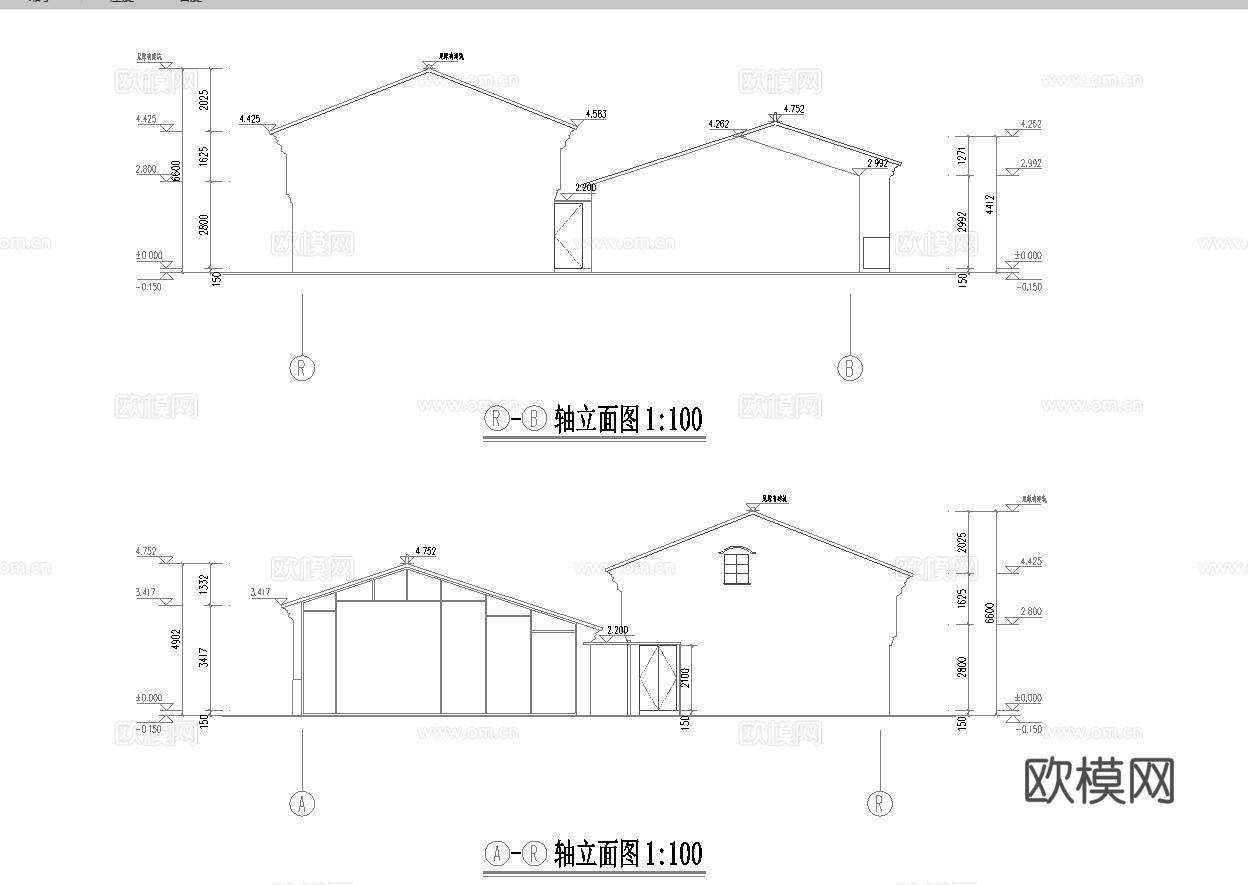 民宿建筑外观  最新全套施工图设计cad施工图