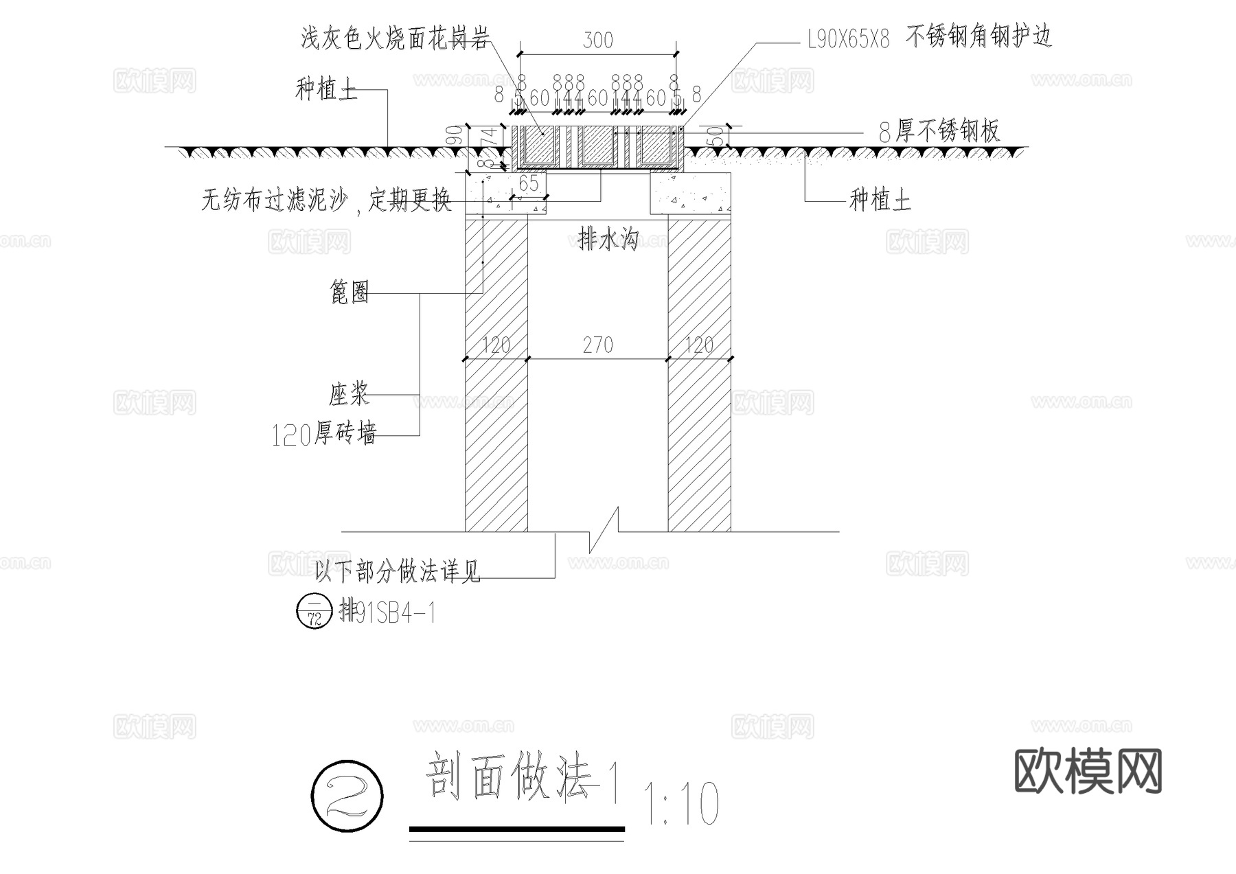雨水口 排水沟 排水盖板篦子 人行主路支路 楼单元入口种植区cad施工图