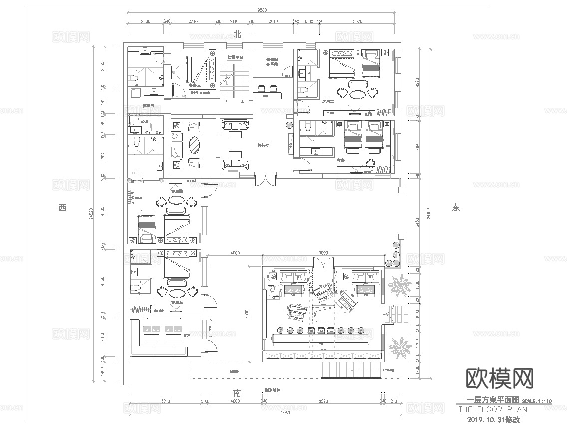主题民宿 最新全套施工图设计cad施工图
