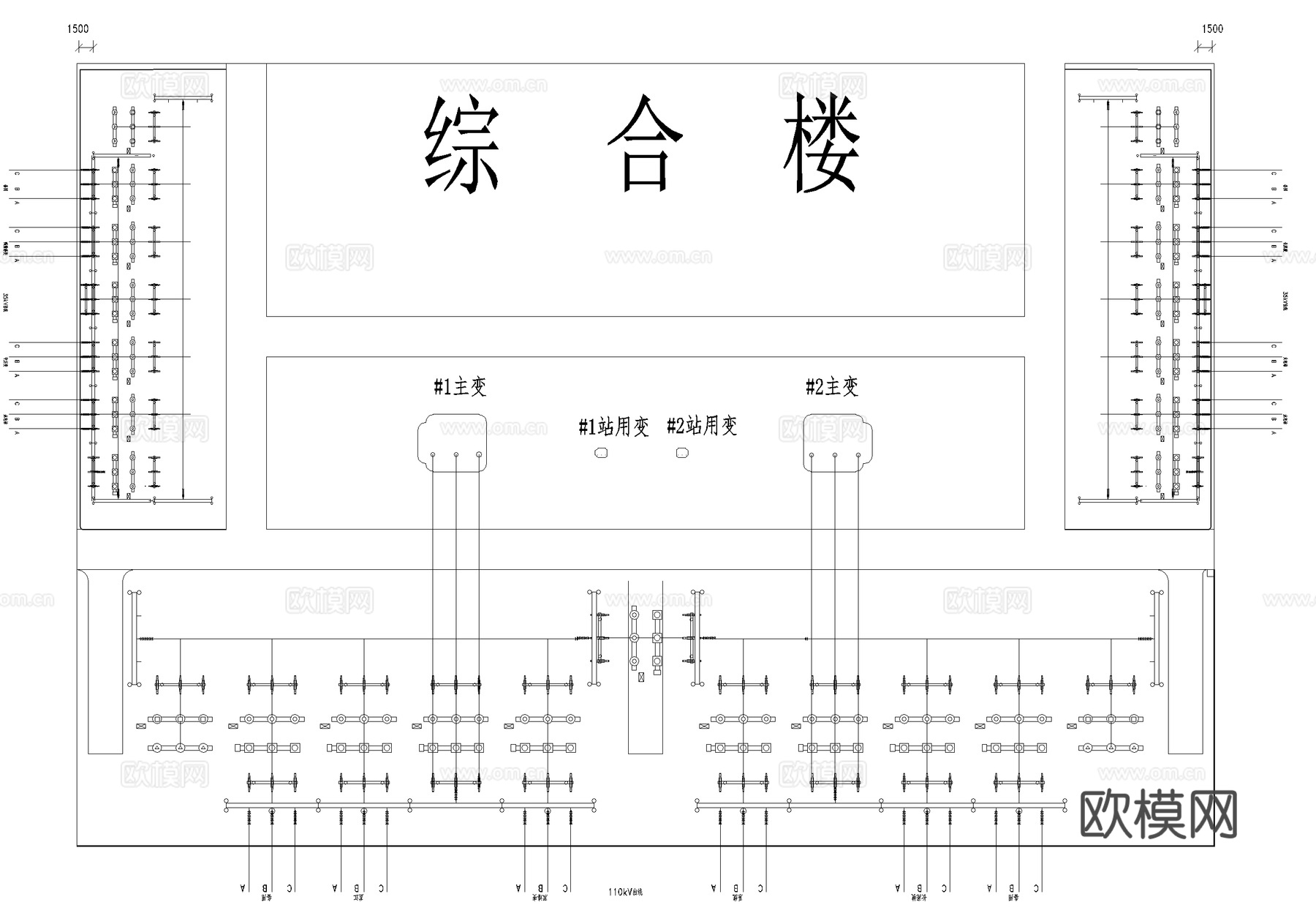 变电站 电气主接线图 系统图cad施工图