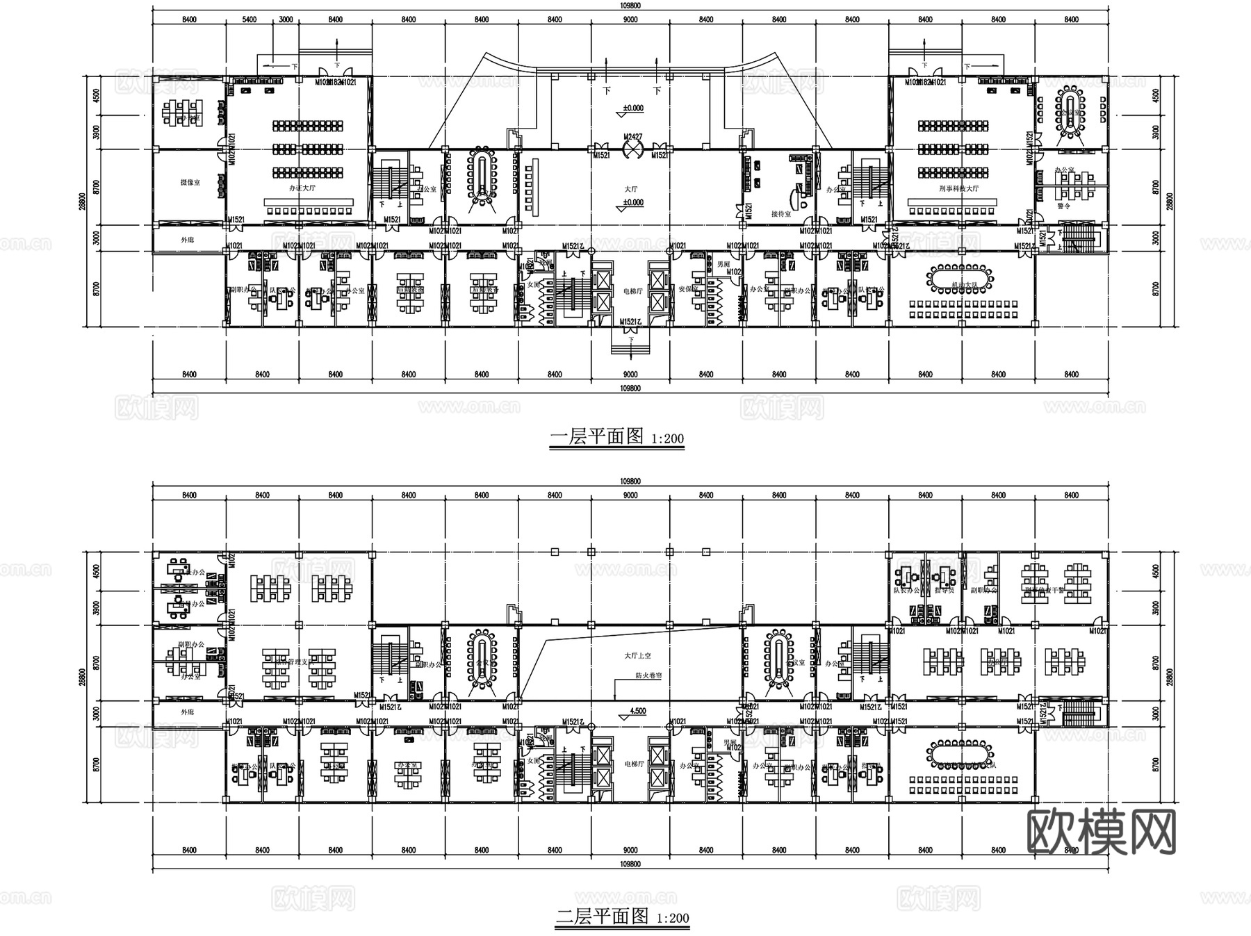公安局业务技术行政综合楼建筑CAD施工图集cad施工图