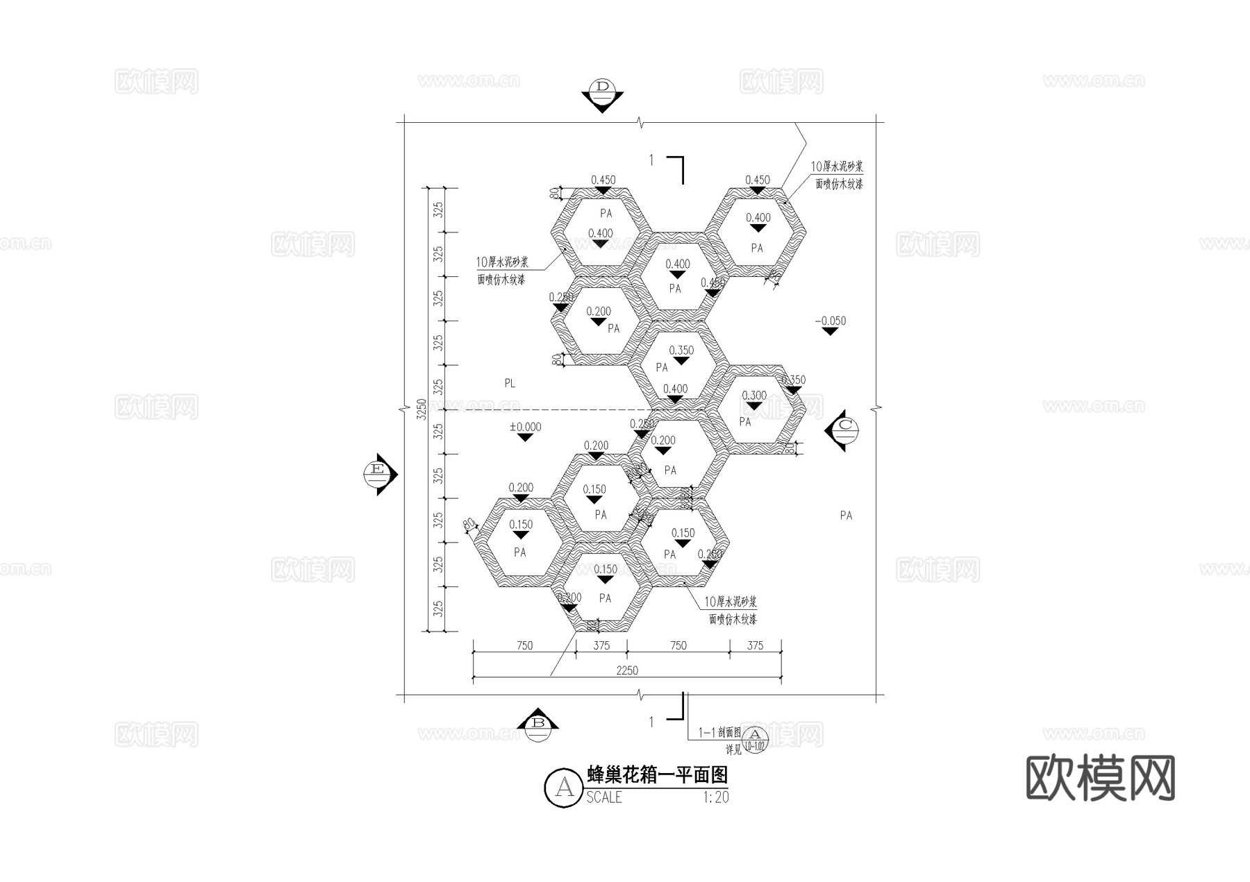 蜂巢花箱蜜蜂雕塑 花坛 异形花池 种植池 CAD施工图cad施工图