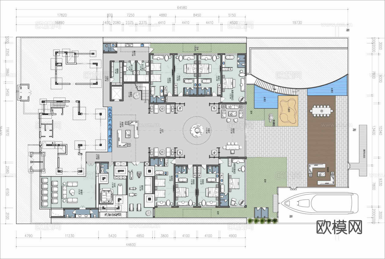 休闲娱乐民宿 最新平面施工图设计cad施工图