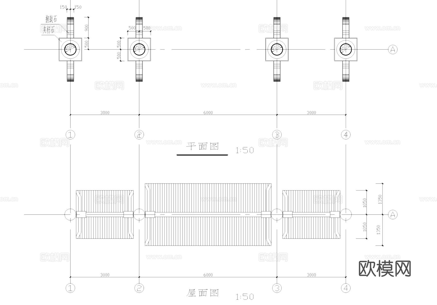 购物公园牌坊牌楼古建筑CAD施工图cad施工图