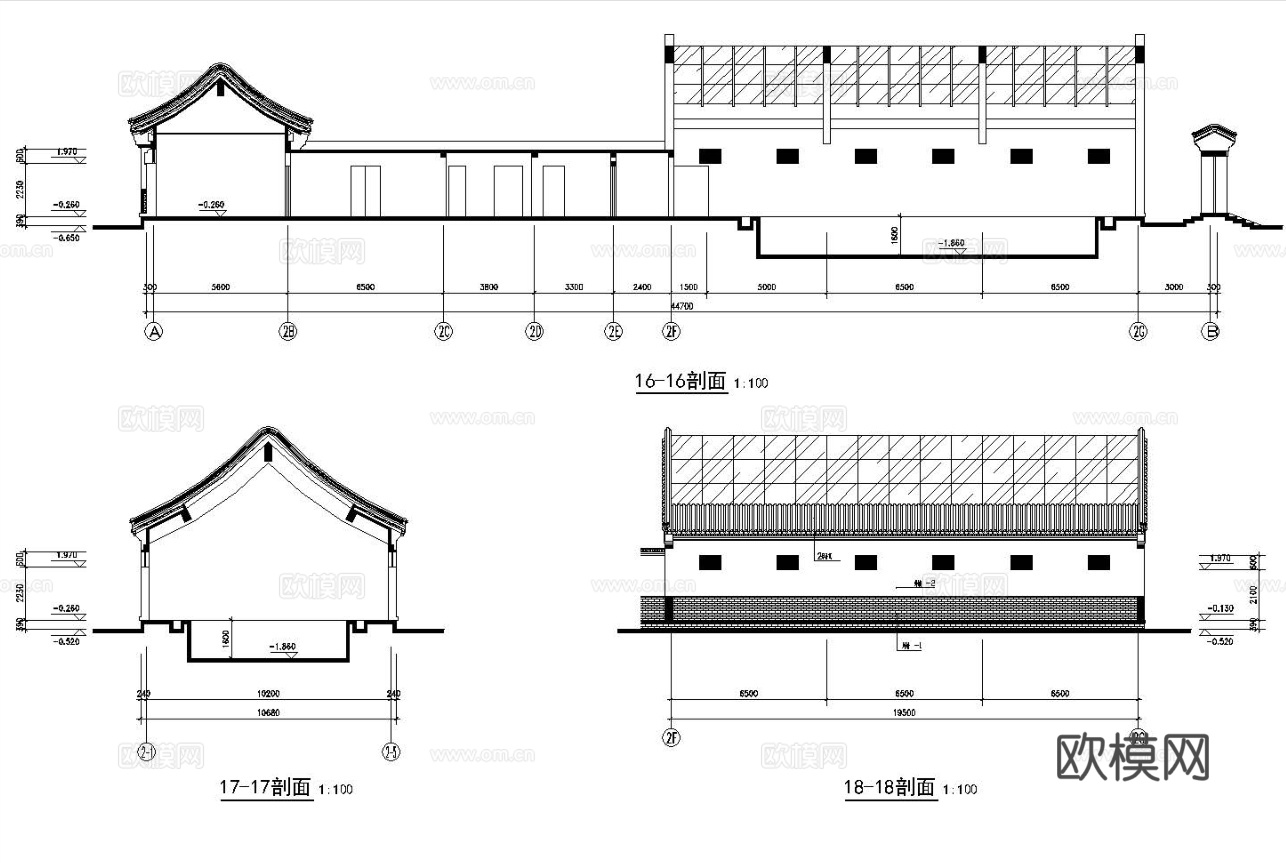 四合院自建房外观 最新全套施工图设计cad施工图