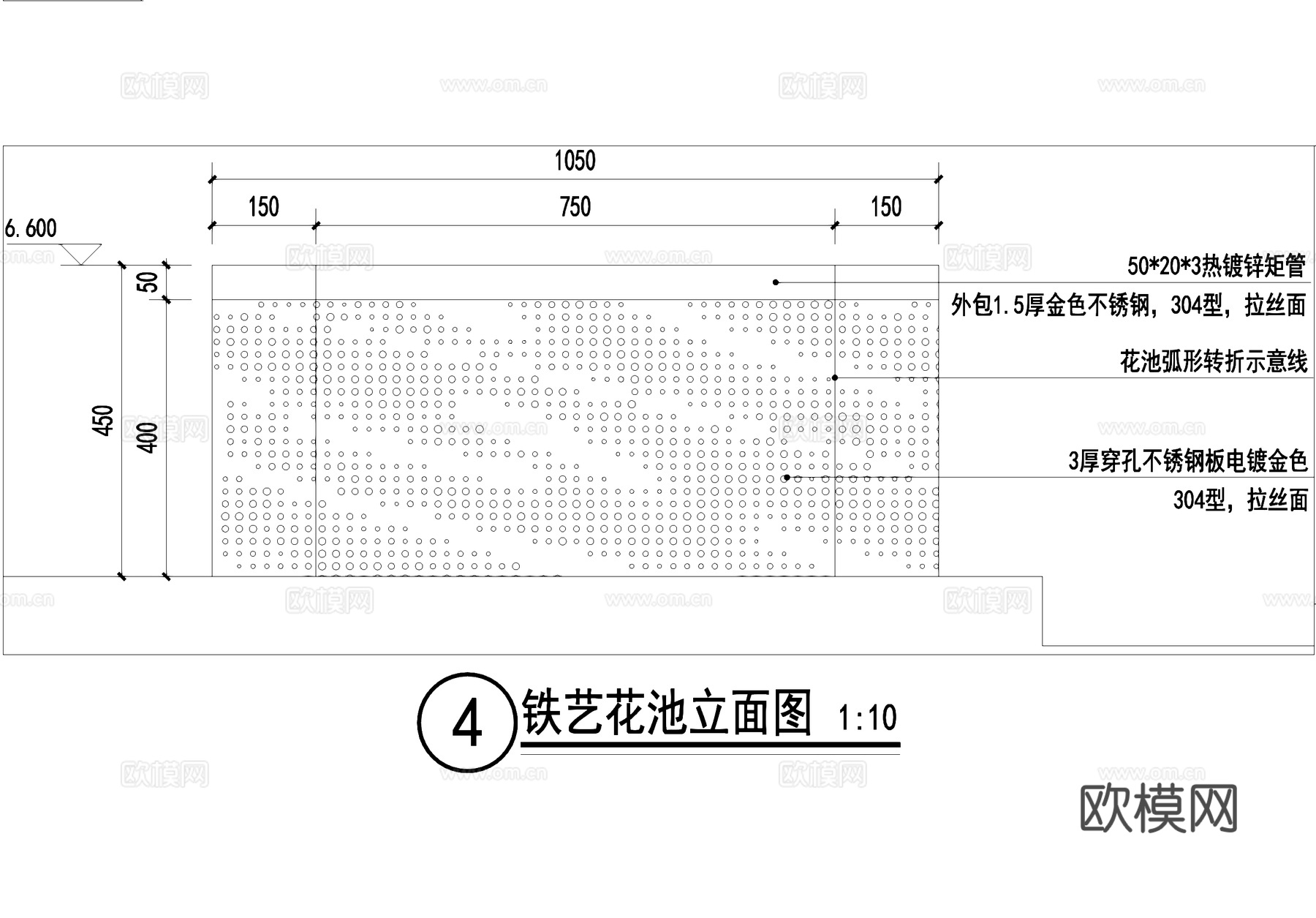 不锈钢花池 铁艺花池 穿孔钢板花池 花箱 CAD施工图cad施工图