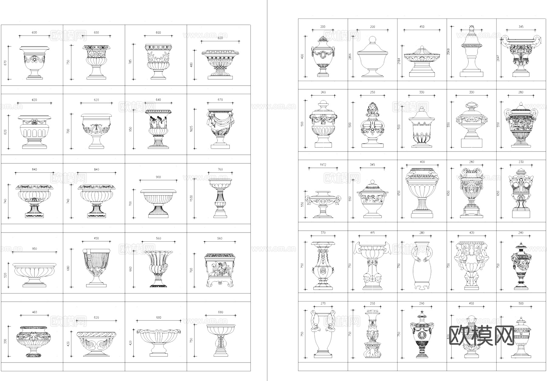 古建筑顶饰雕塑CAD图块图库cad施工图