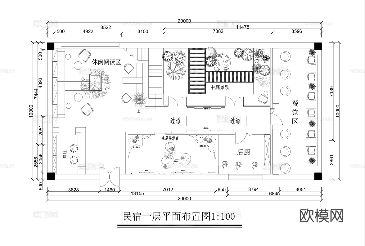 主题民宿 最新平面施工图设计cad施工图