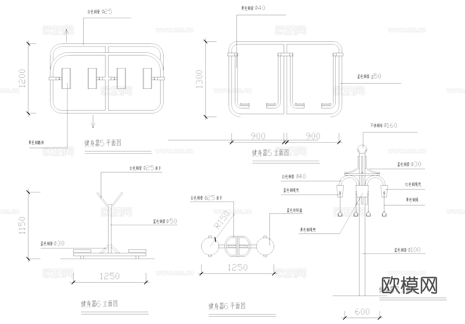 运动健身器材节点大样CAD详图集cad施工图