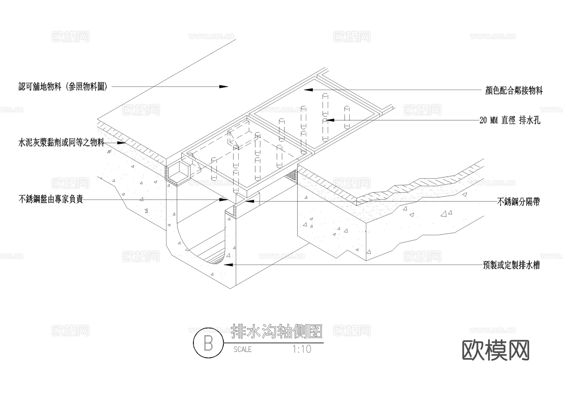 排水沟 排水管 篦子 排水口灌溉取水口 种植槽溢水排水cad施工图