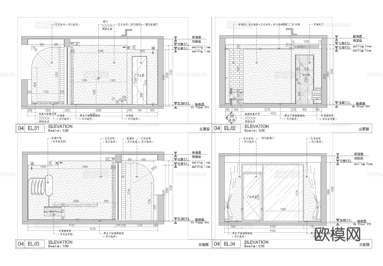 休闲娱乐民宿 最新平面施工图设计cad施工图