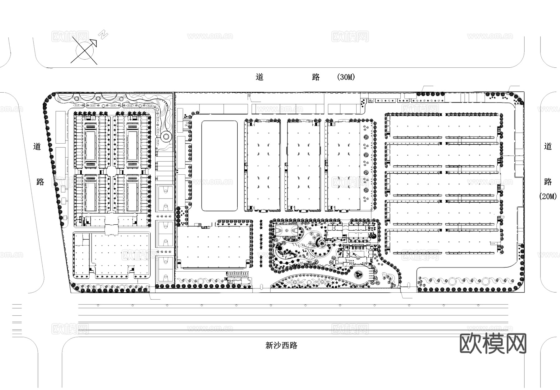 工业厂区景观植物平面CAD施工图cad施工图