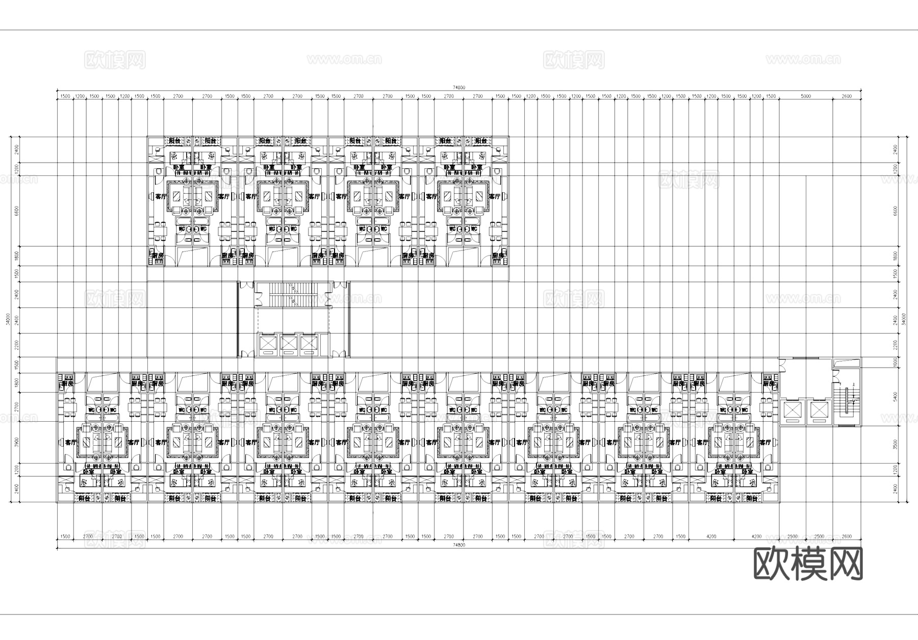 公寓户型图建筑平面CADcad施工图