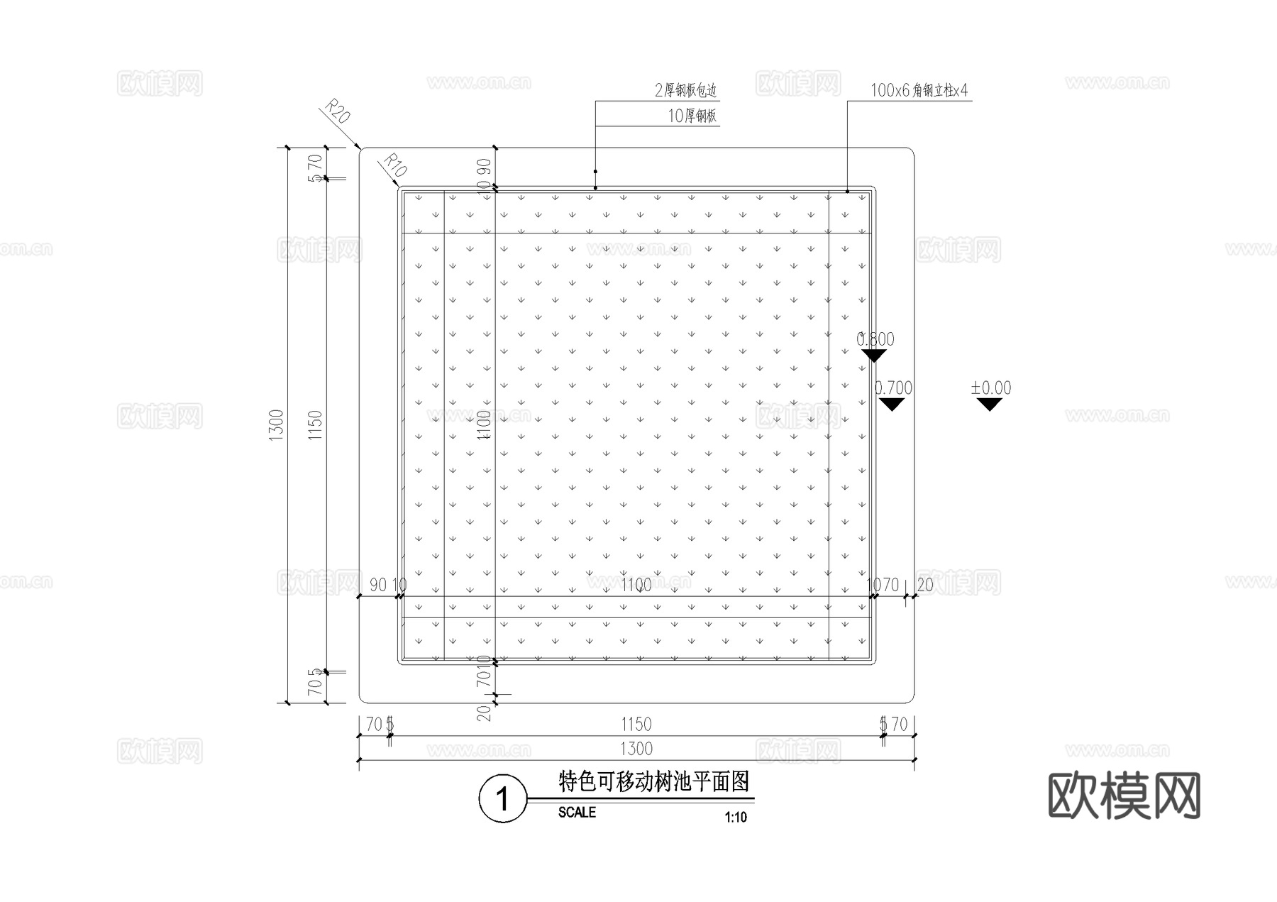可移动树池 花箱 CAD施工图cad施工图