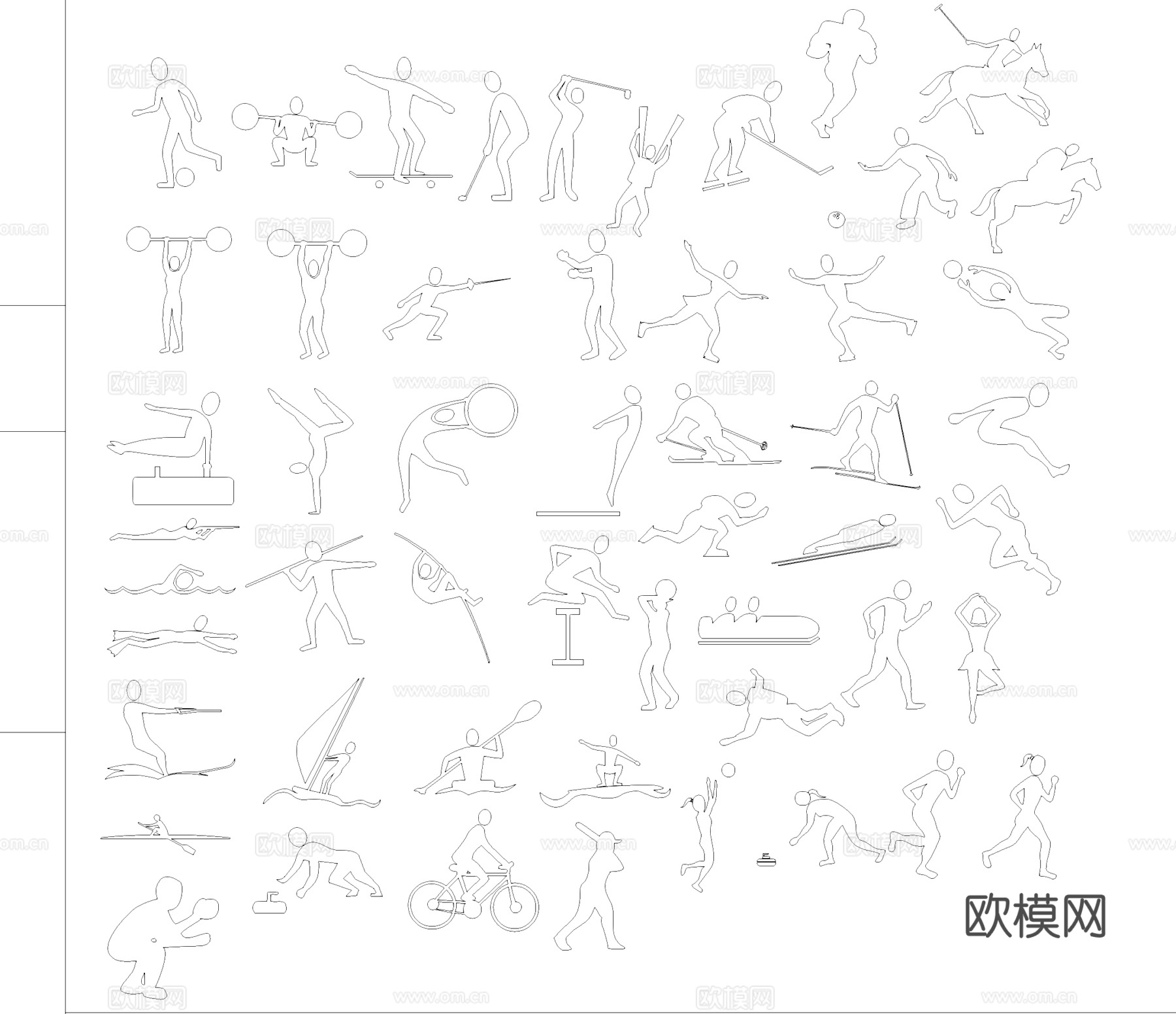 运动健身器材器械CAD图块图库cad施工图