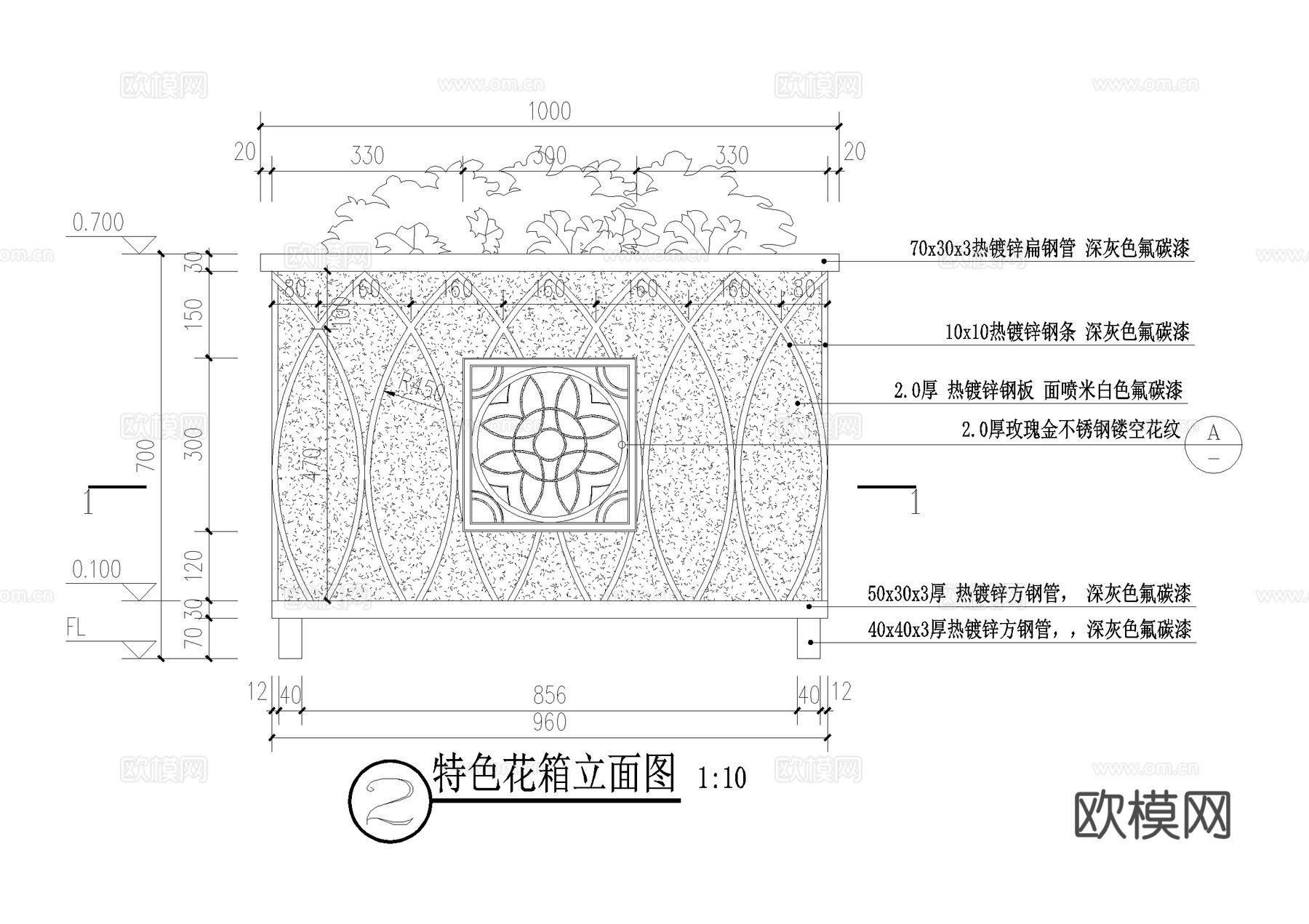 可移动花箱 盆栽 CAD施工图cad施工图