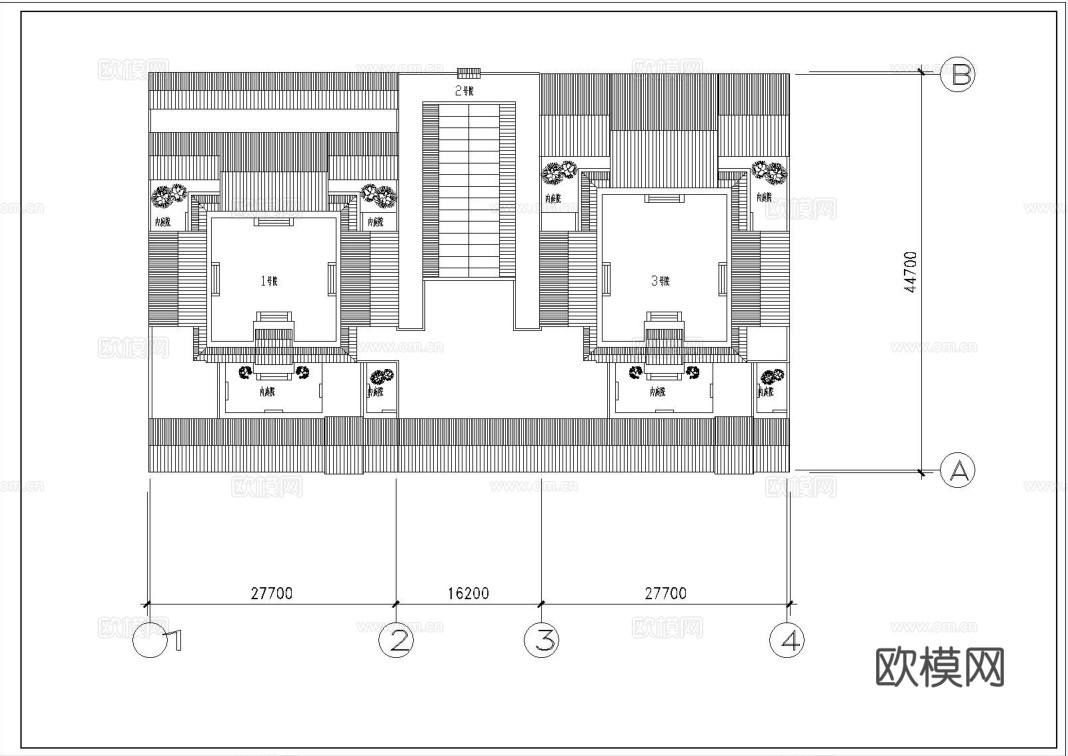 四合院自建房外观 最新全套施工图设计cad施工图
