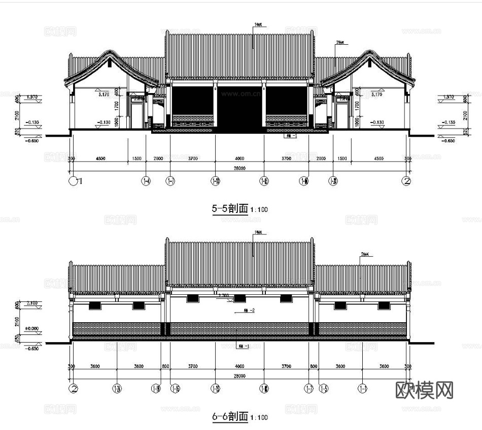 四合院自建房外观 最新全套施工图设计cad施工图