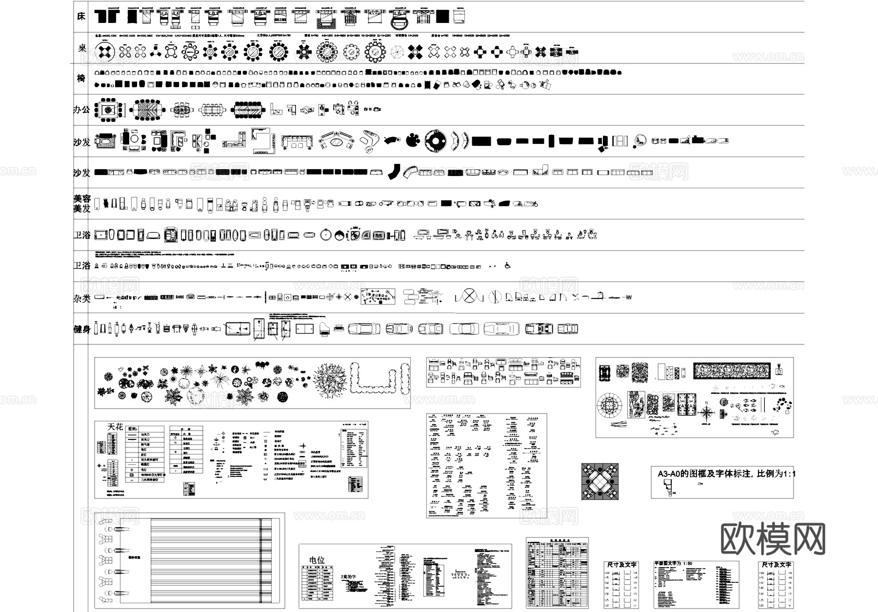 工装类综合图块CAD图库cad施工图
