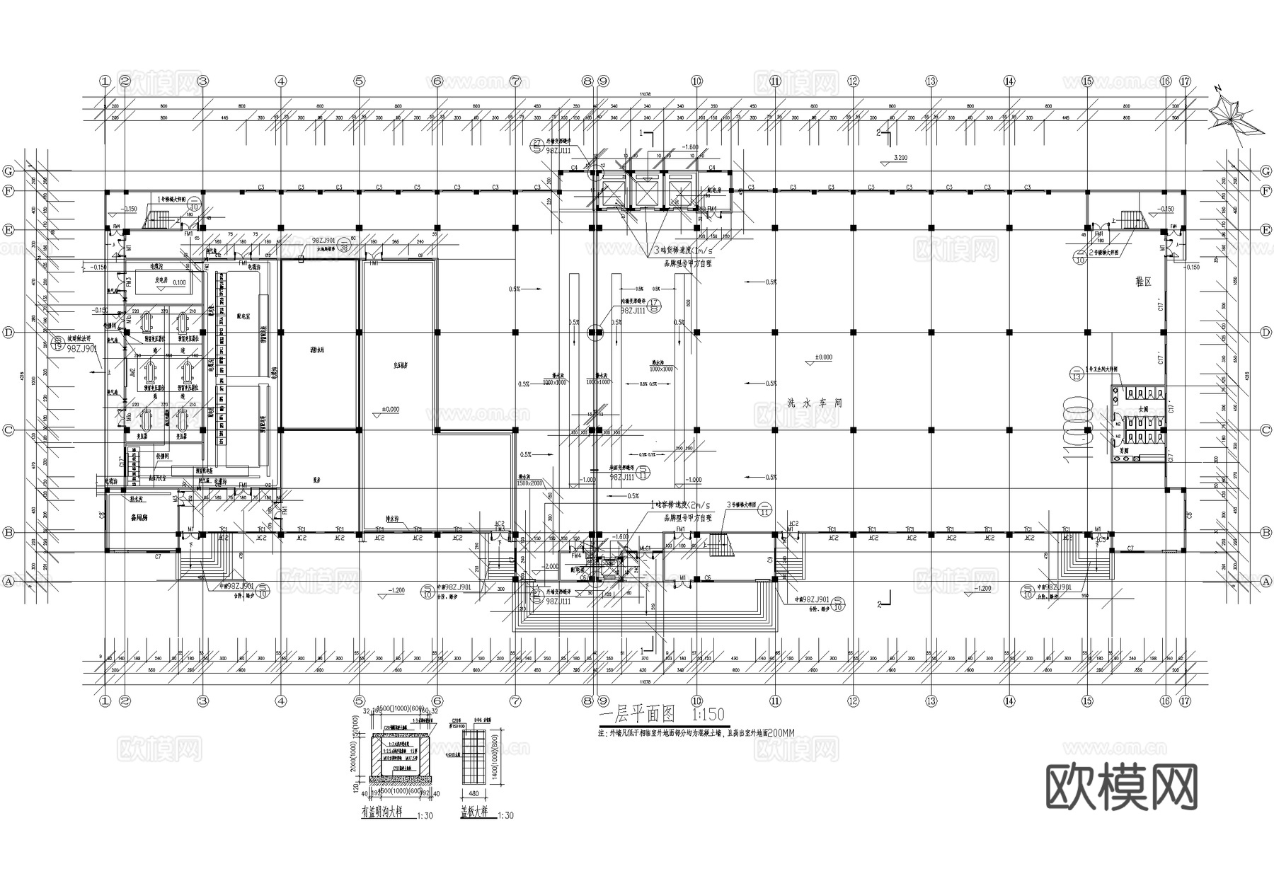 洗水车间配电房电气主接线图 变压器配电系统图电气设备布置平面cad施工图