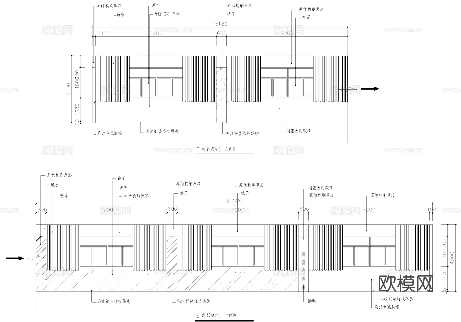 博奥健身房室内装饰CAD施工图集cad施工图
