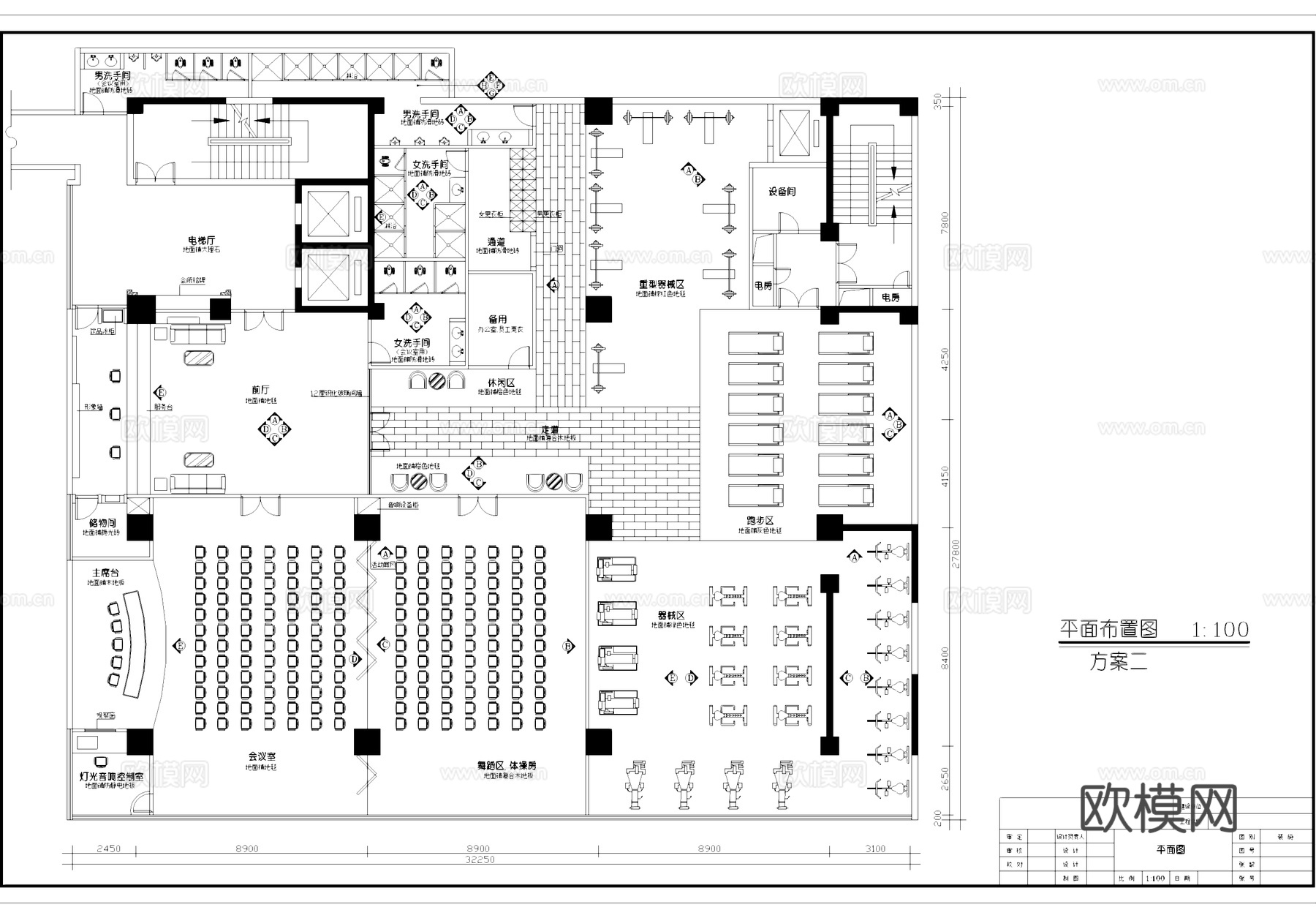 健身会所室内装饰CAD施工图集cad施工图