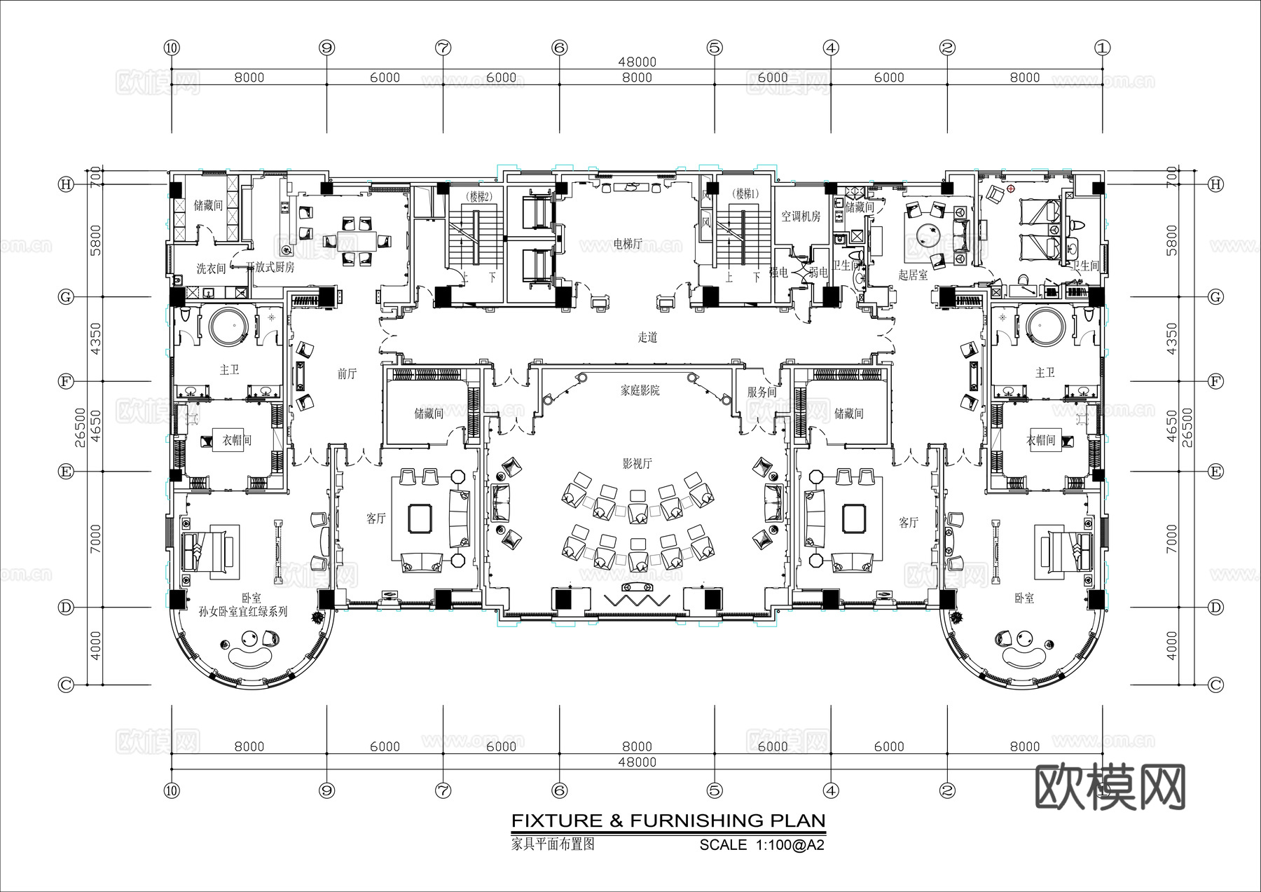 休闲娱乐民宿 最新平面施工图设计cad施工图