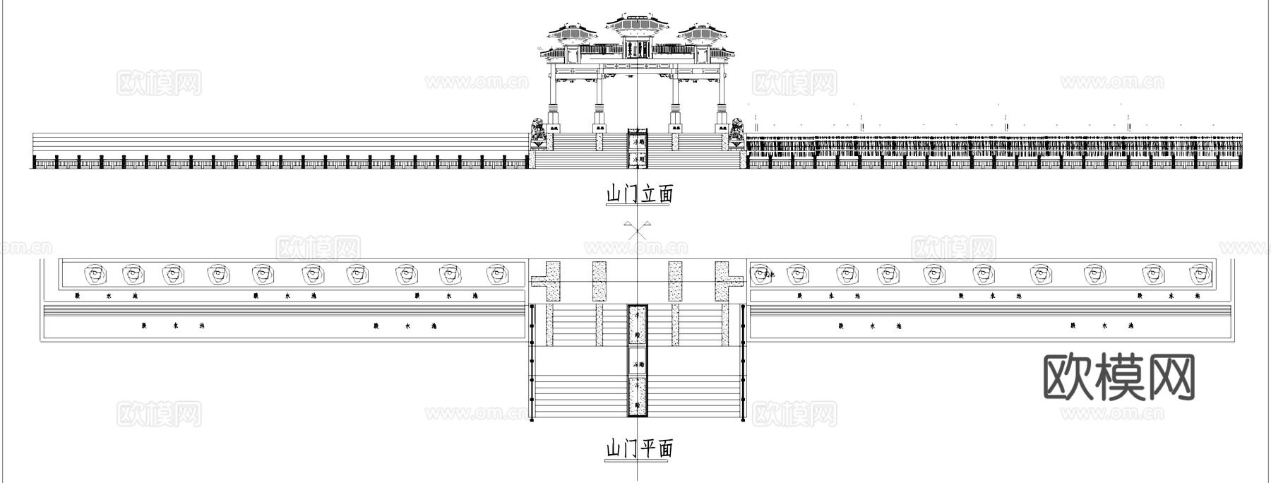 寒山陵园山门牌坊牌楼古建筑CAD施工图cad施工图