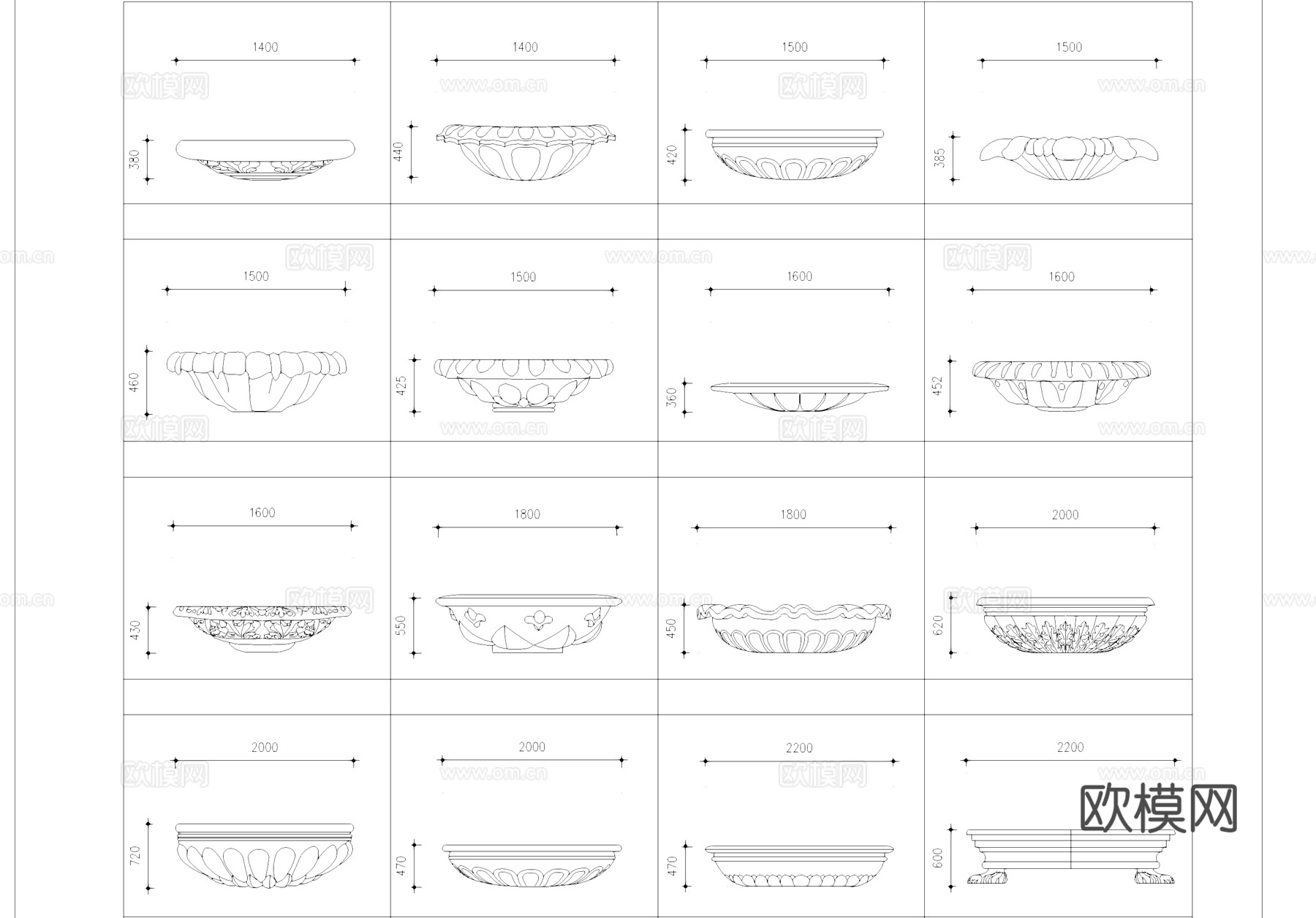 古建筑顶饰雕塑CAD图块图库cad施工图