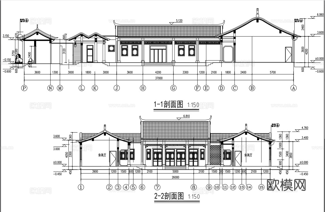 四合院自建房外观 最新全套施工图设计cad施工图
